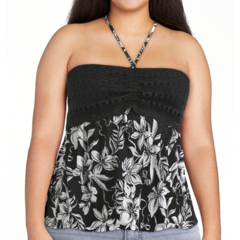 NEW NOBO Hawaiian Print Halter Top Sz XL